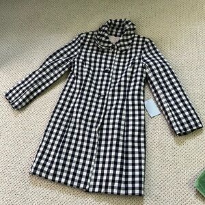 NWT Gal meets glam navy / white gingham peacoat/topcoat XXS